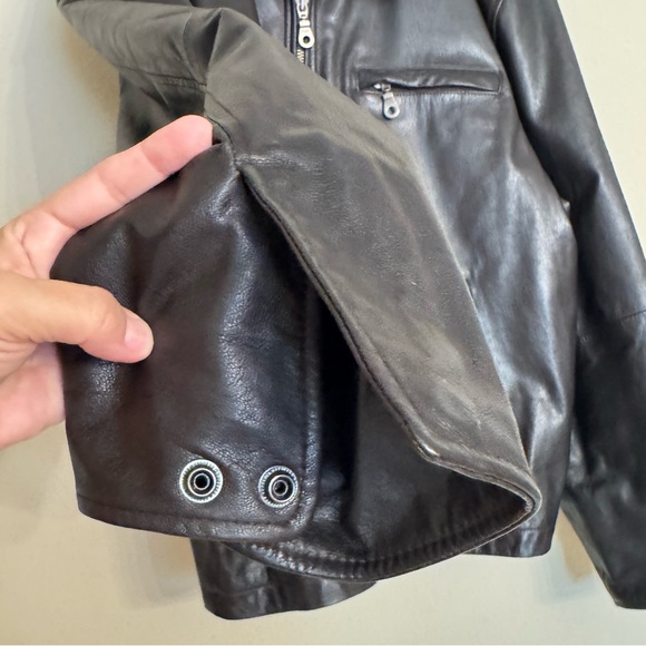 Wilsons Leather Vintage 90s Black Leather Boxy Leather Full-Zip Jacket Size L - Picture 7 of 16